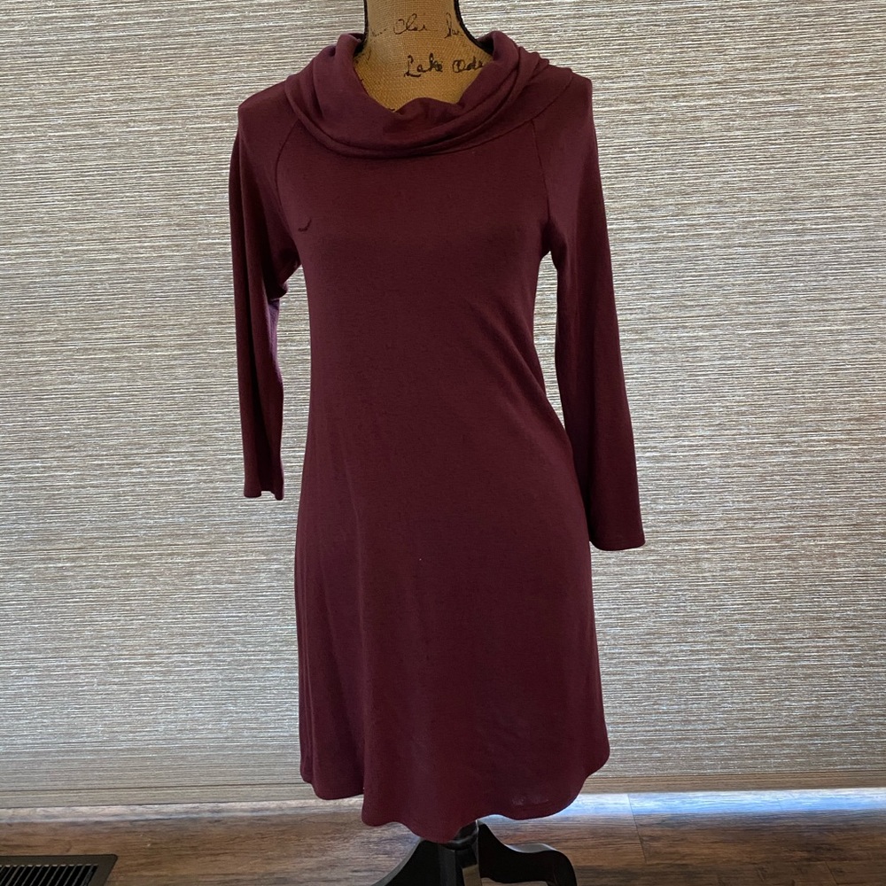 Dark red turtleneck dress